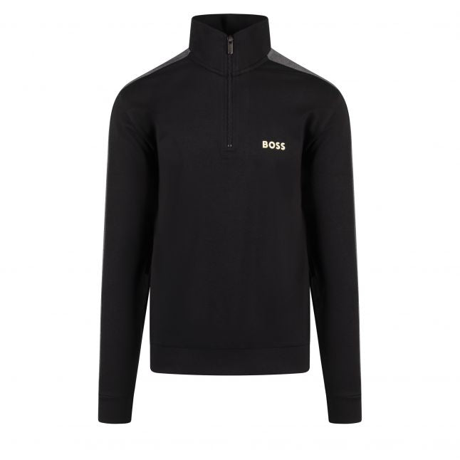 Mens Black Tracksuit 1/4 Zip Sweatshirt