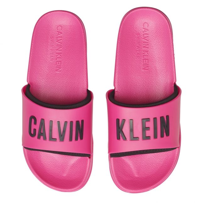 Womens Pink Glow Logo Slides