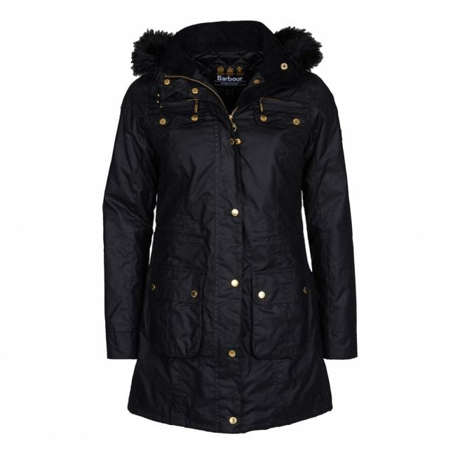 Womens Black Slipstream Waxed Coat