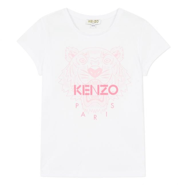 Baby White/Pink Neon Iconic Tiger S/s T Shirt