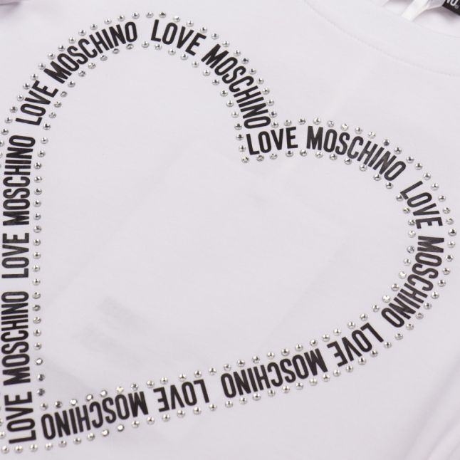 Womens Optical White Logo Heart Slim S/s T Shirt