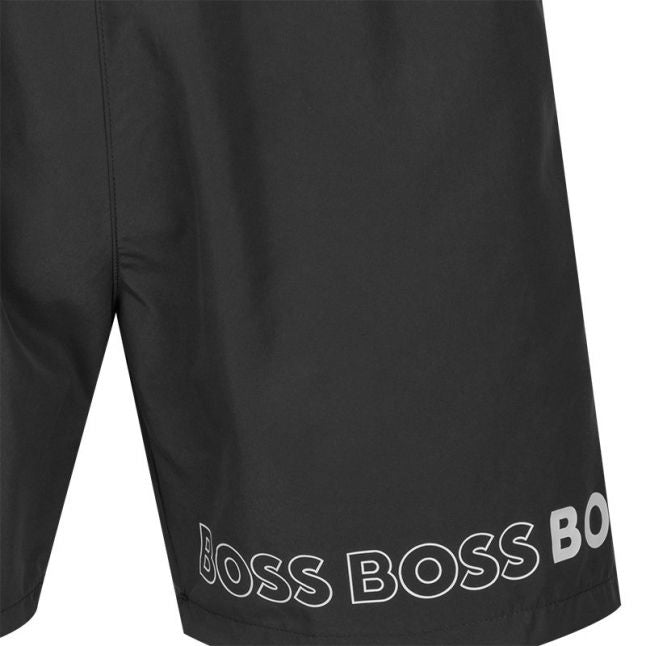 Mens Black Dolphin Repeat Logo Swim Shorts