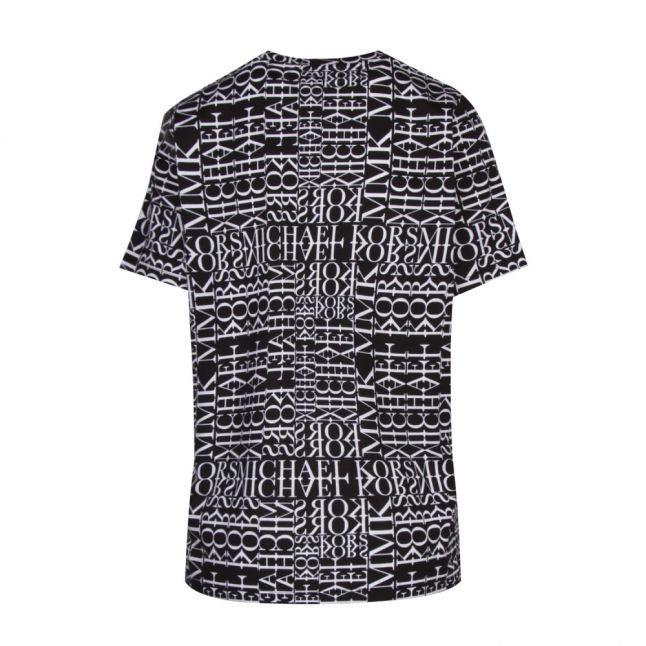 Womens Black Newsprint Easy S/s T Shirt