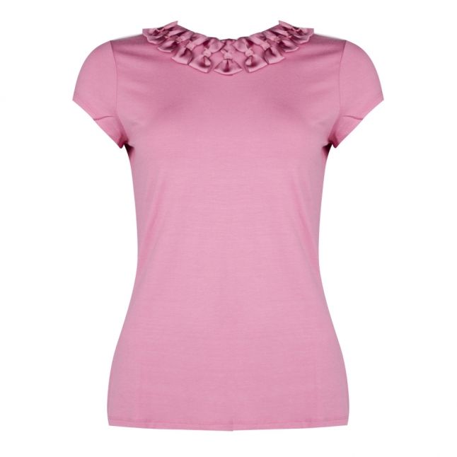 Womens Coral Charre Bow Neck S/s T Shirt