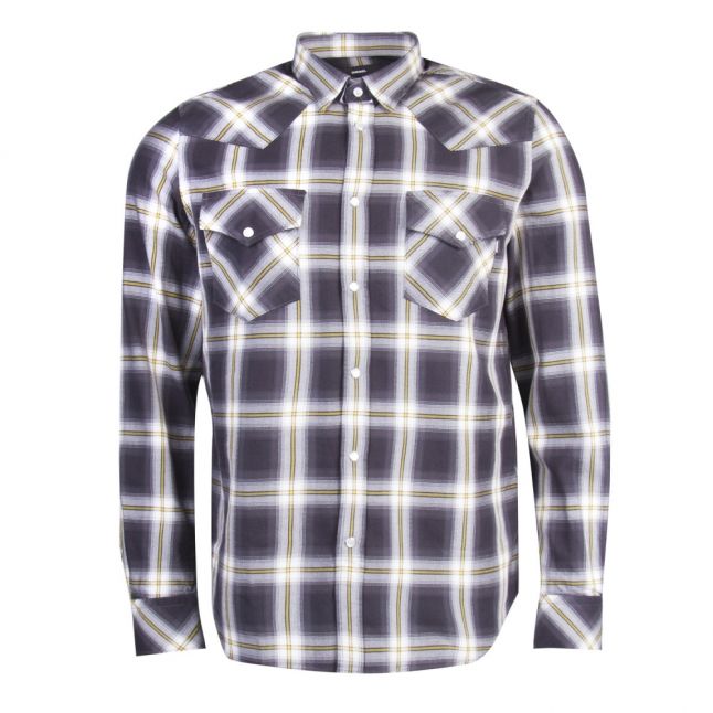 Mens Black S-East-Long A Check L/s Shirt