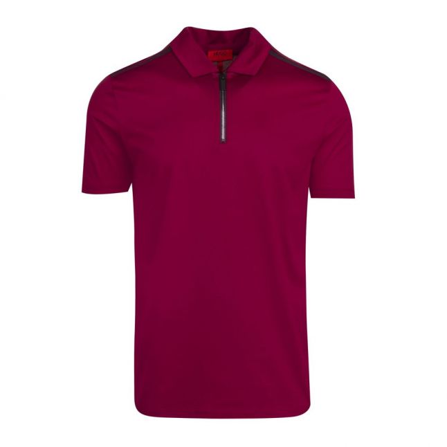 Mens Dark Red Dilvio Zip Collar S/s Polo Shirt