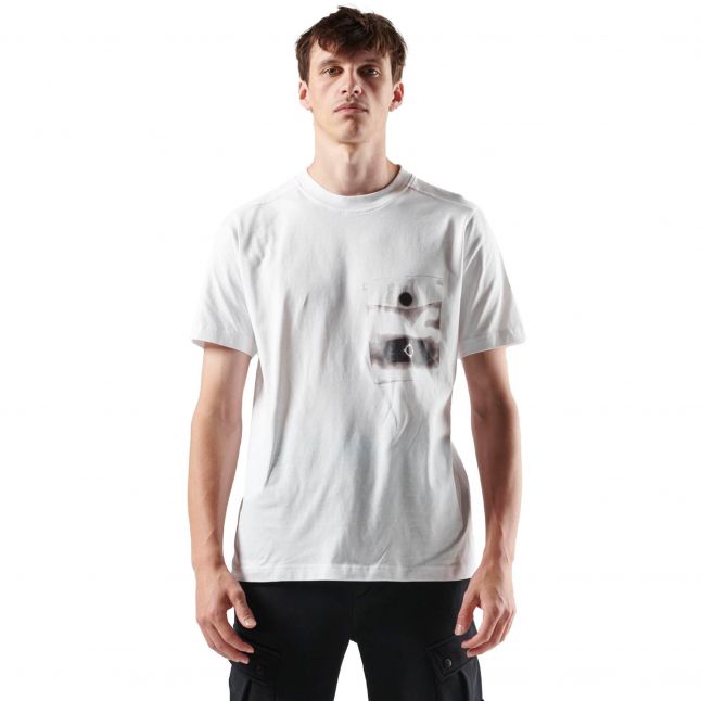 Mens Optic White Trompe-Loeil Pocket S/s T Shirt