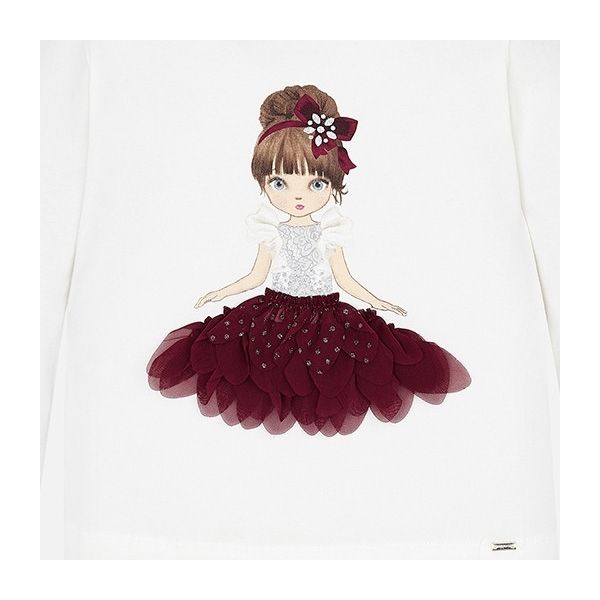 Girls Natural/Red Ballroom Doll L/s T Shirt