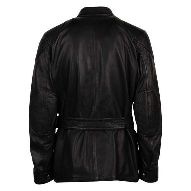 Mens Black Trialmaster Panther Lambskin Leather Jacket