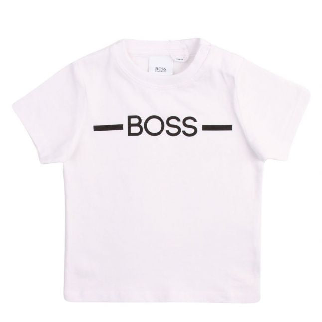 Toddler White Branded Chest Line S/s T Shirt