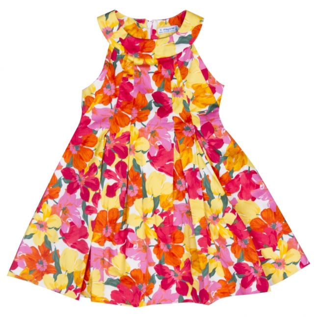 Girls Coral Floral Skater Dress