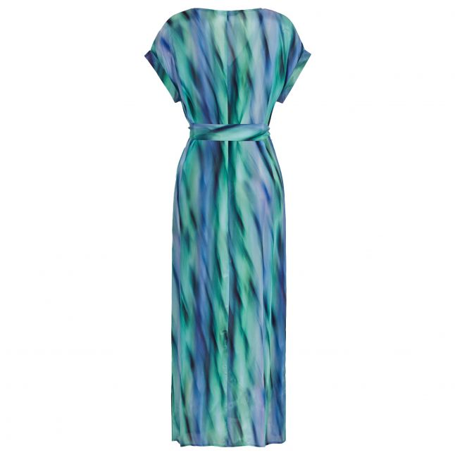 Womens Blue Ocean Waves Midi Dress