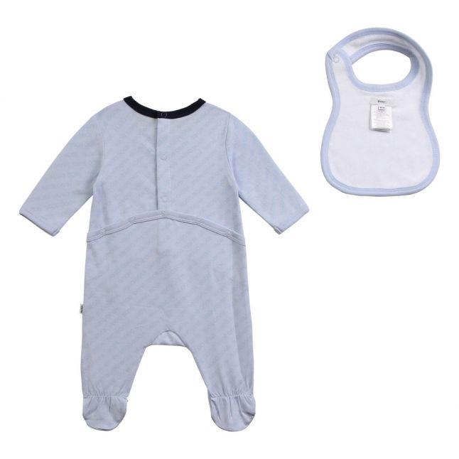 Baby Pale Blue Logo Babygrow & Bib Set