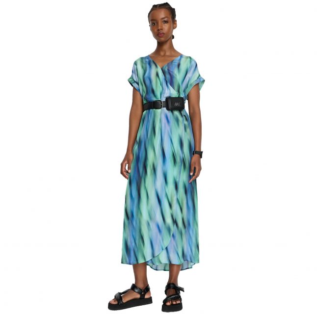 Womens Blue Ocean Waves Midi Dress