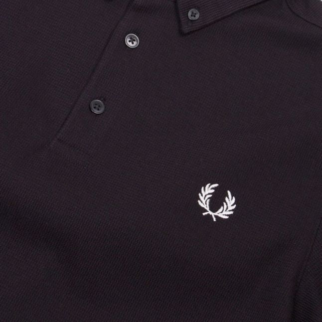 Mens Black Button Down S/s Polo Shirt