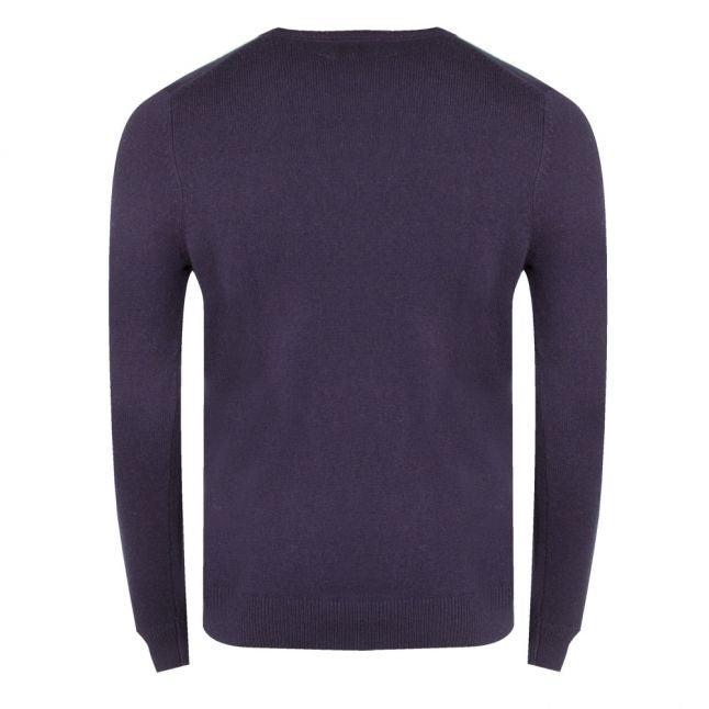 Mens Dark Navy Lambswool Crew Neck Knitted Top