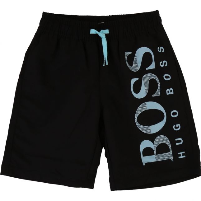 Boys Black Branded Swim Shorts