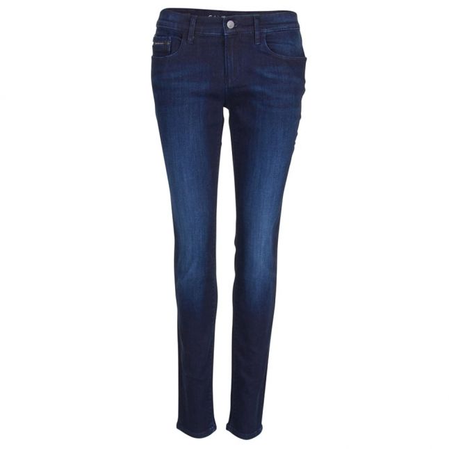 Womens Blue Mid Rise Skinny Jeans