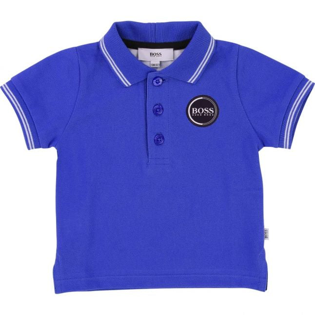 Boys Blue Tipped Logo S/s Polo Shirt