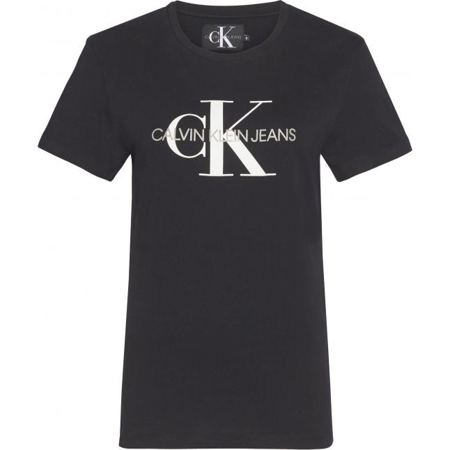 Womens Black Monogram Logo Regular Fit S/s T Shirt