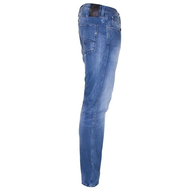 Mens Blue Wash Anbass Hyperflex Slim Fit Jeans