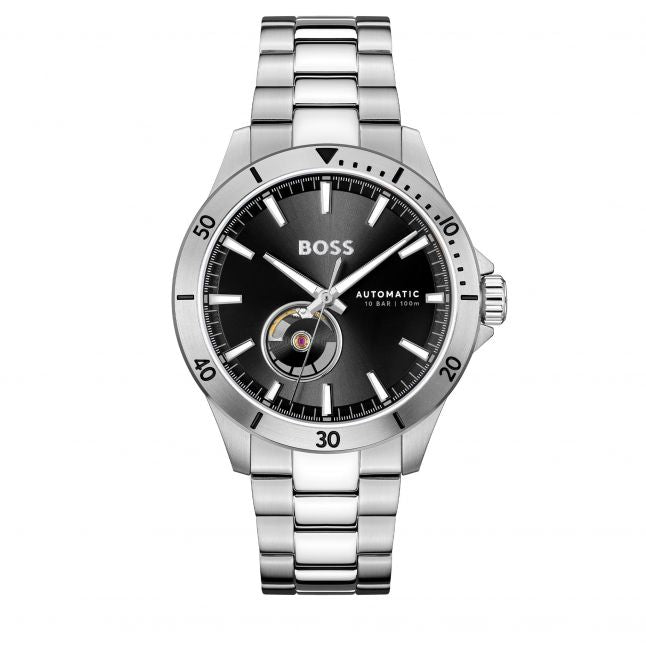 Mens Silver/Black Troper Automatic Watch