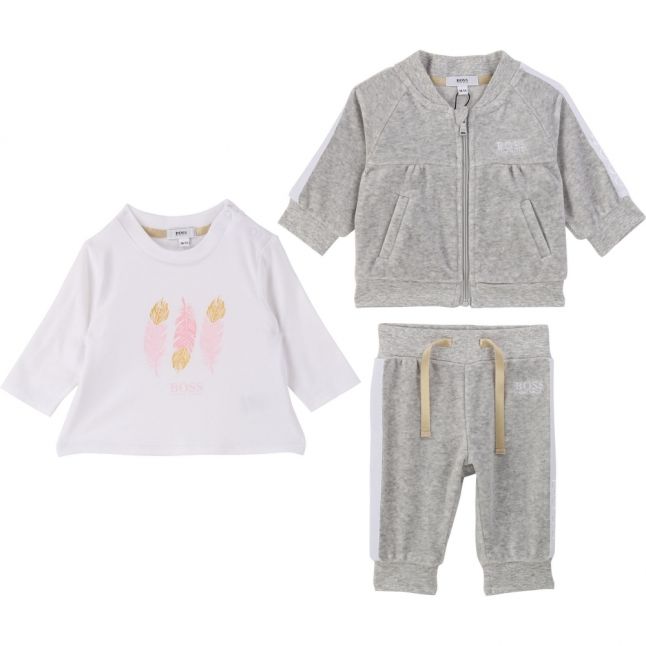 Baby Light Grey Marl Soft 3 Piece Tracksuit Set