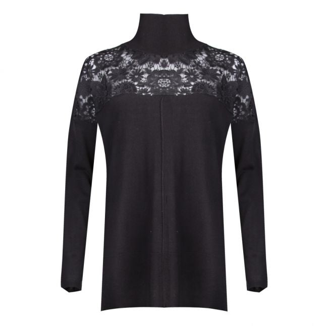 Womens Black Nadia Lace Knitted Jumper