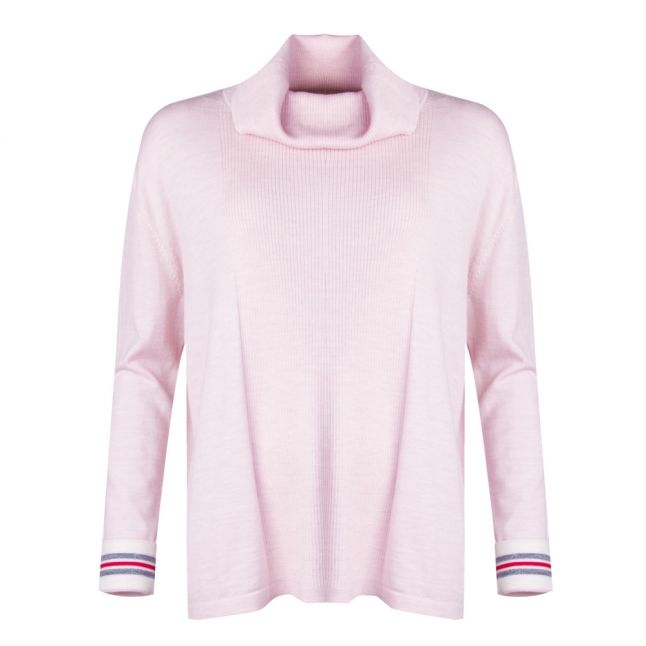 Womens Pink Roll Neck Knitted Jumper