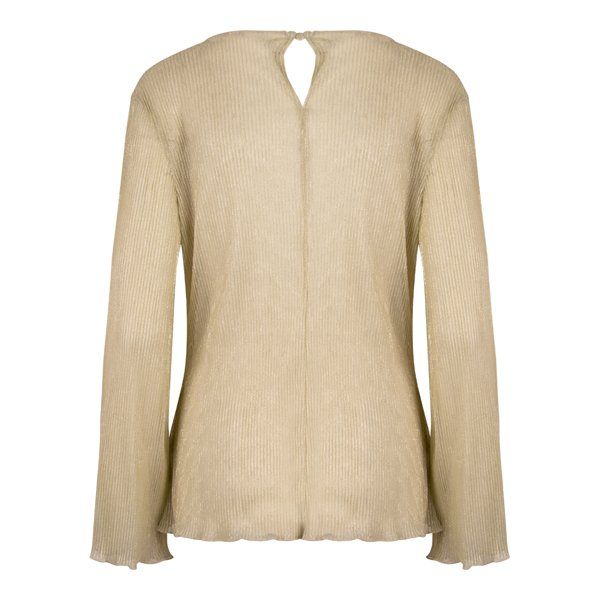 Womens Gold Fraser Sheer Plisse Top