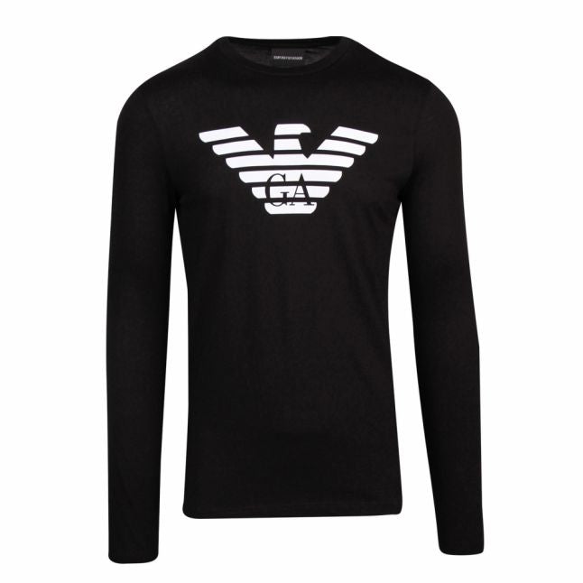 Mens Black Large Logo L/s T Shirt