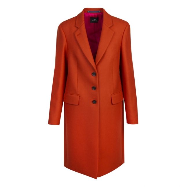 Womens Orange Epsom Wool Coat