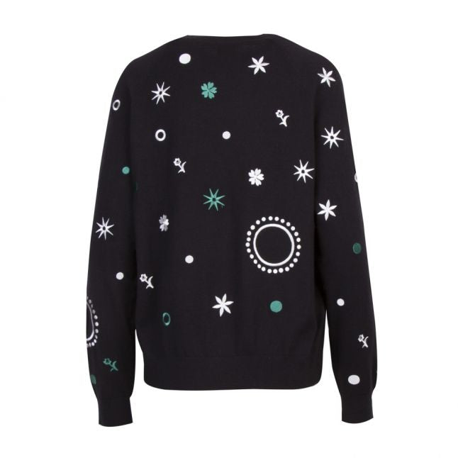 Womens Black Supersonic Embroidered Knitted Jumper