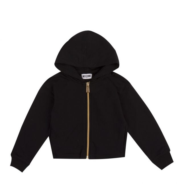 Girls Black Couture Hooded Zip Tracksuit