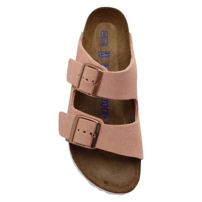 Womens Light Rose Suede Arizona Soft Footbed Slides