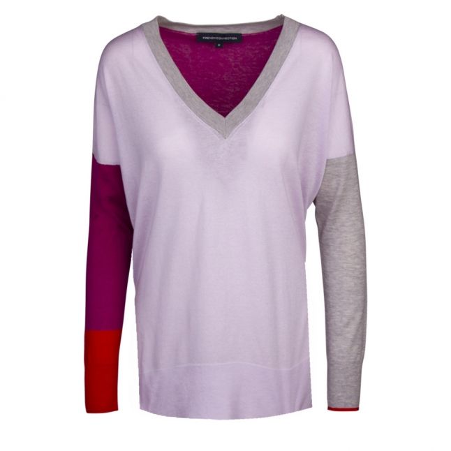 Womens Purple Spring Light Knits Colourblock Jumper