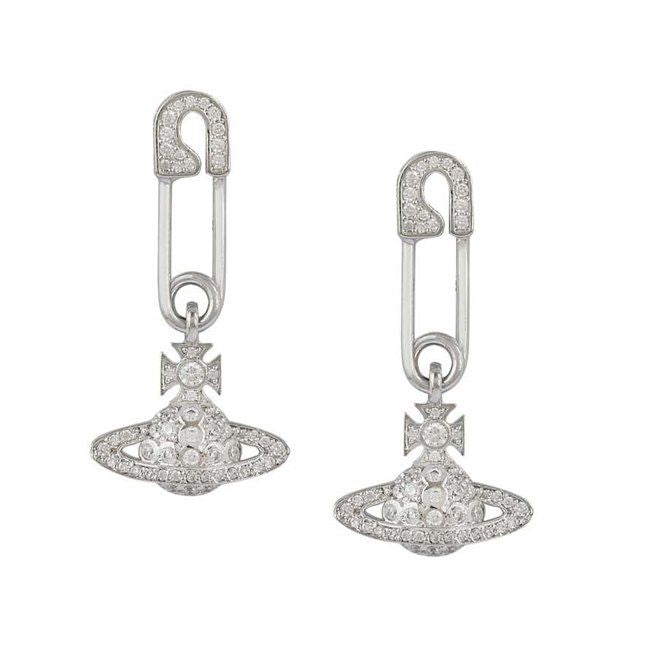 Womens Platinum/White Crystal Lucrece Drop Earrings