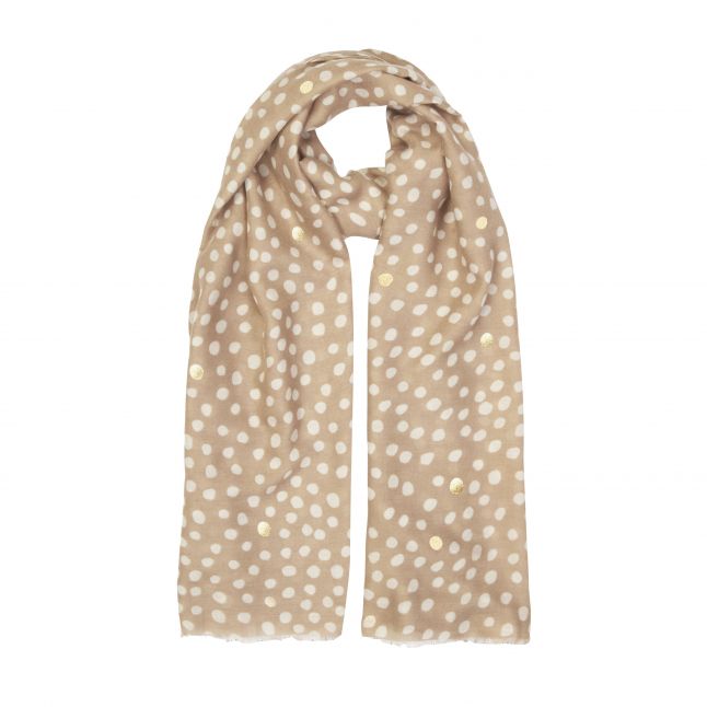 Womens Caramel Dalmation Print Metallic Scarf