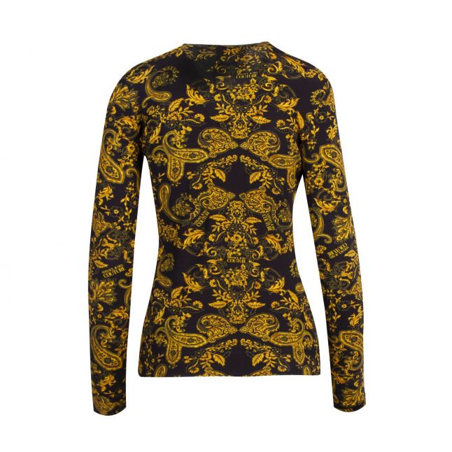 Womens Black Gold Paisley Fitted L/s T Shirt