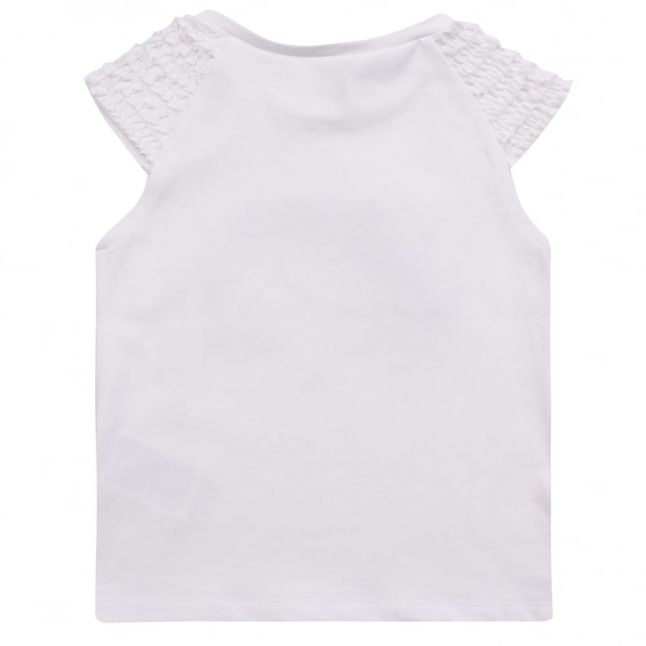 Girls White Printed Face S/s T Shirt