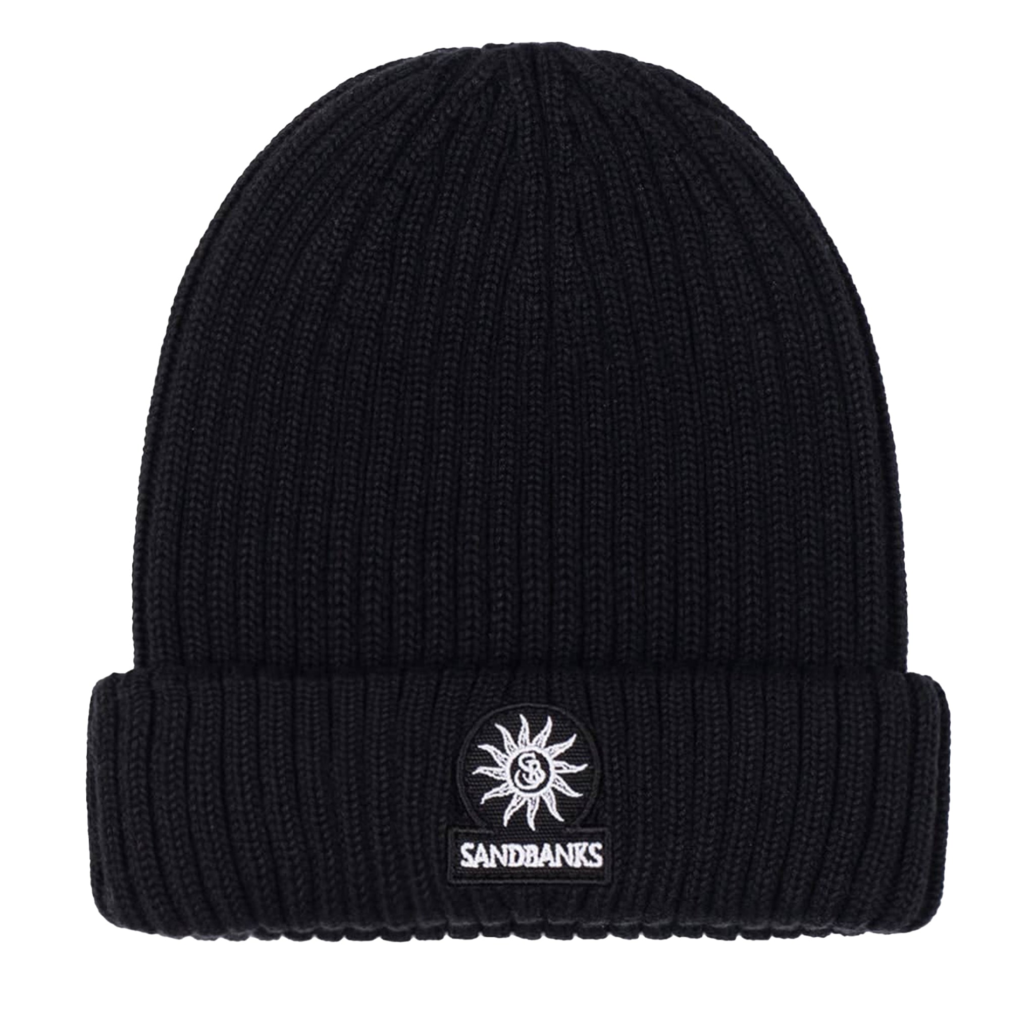 Mens Sandbanks Black Badge Logo Beanie