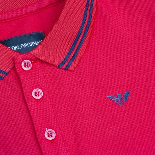 Boys Red Tipped Small Logo S/s Polo Shirt