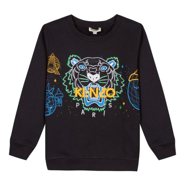 Boys Black Cosmic Tiger Sweat Top