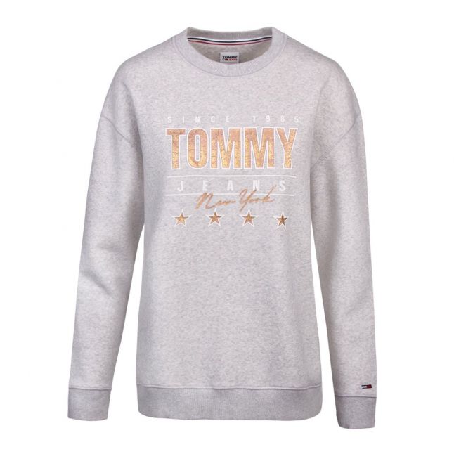 Womens Grey Heather Metallic Tommy Sweat Top