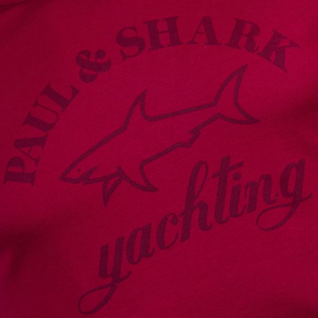 Paul & Shark Mens Burgundy Tonal Logo Shark Fit S/s T Shirt