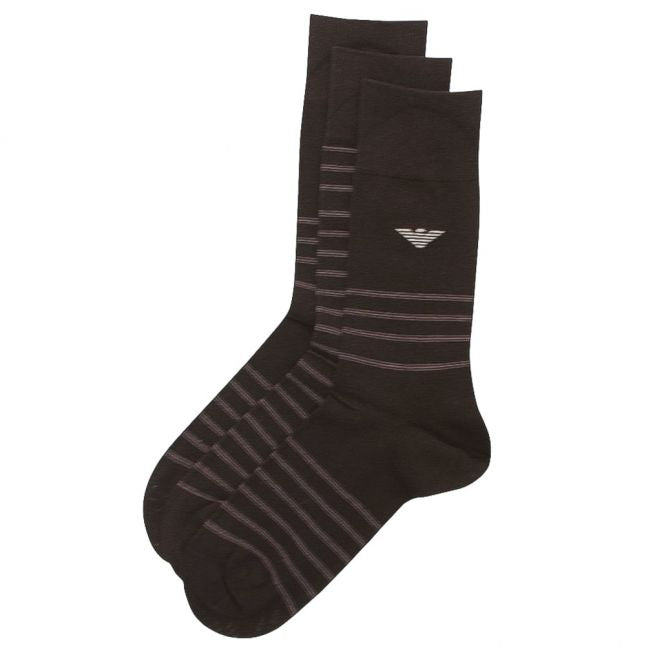 Mens Black Stripe 3 Pack Socks