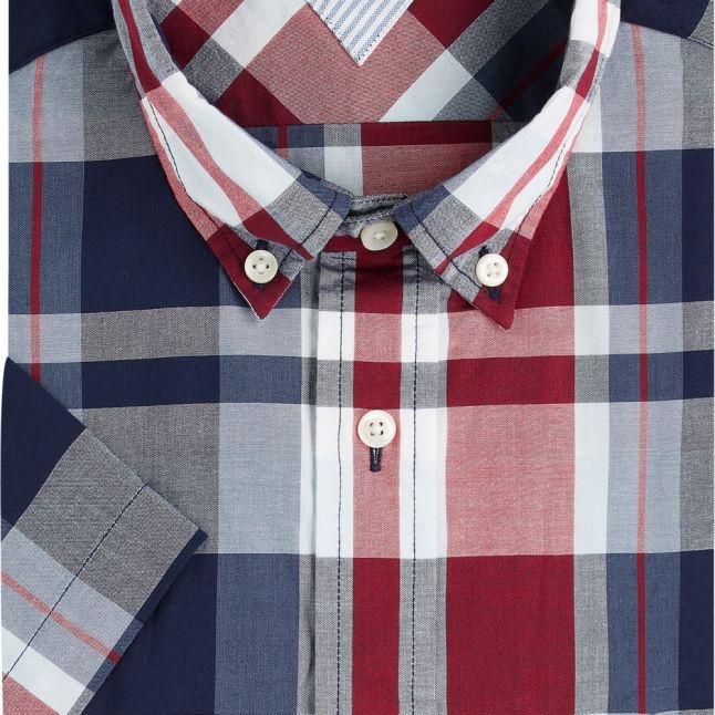 Mens Navy/Red Madras Check S/s Shirt