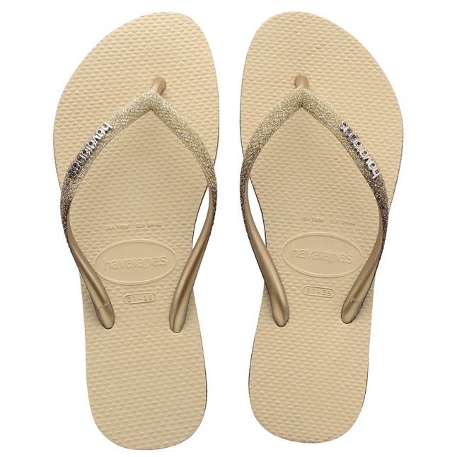 Womens Sand Grey Slim Sparkle Flip Flops