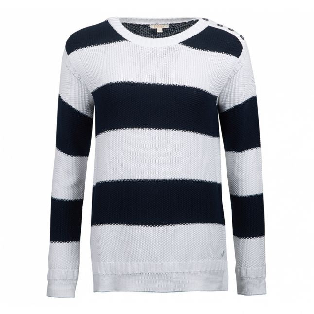 Womens Off White/Navy Fairway Striped Knitted Jumper