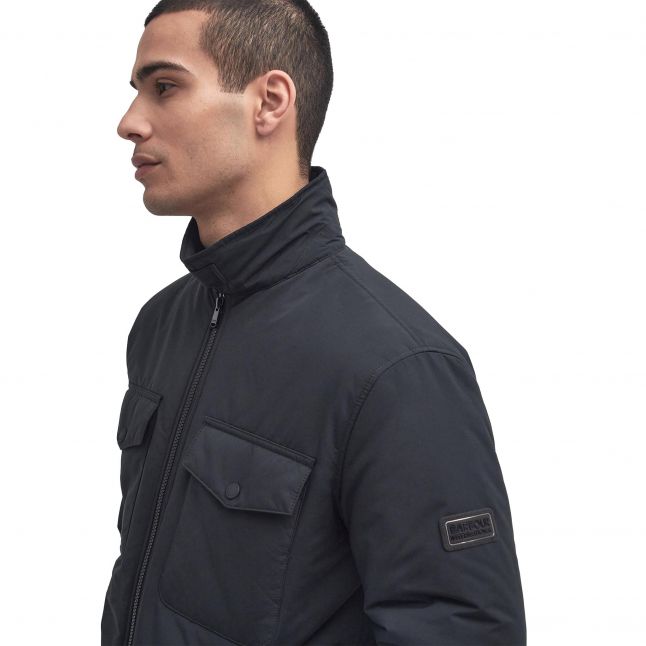 Mens Black Distill Wadded Zip Overshirt